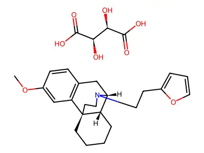 Morphinan, 17-(2-(2-furyl)ethyl)-3-methoxy-, tartrate, (-)- structure