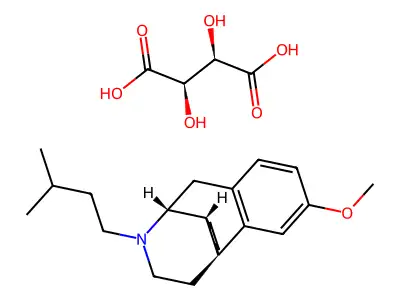 2,3-Dihydroxybutanedioic acid--3-methoxy-17-(3-methylbutyl)morphinan (1/1) structure