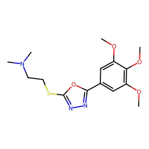 N,N-dimethyl-2-[[5-(3,4,5-trimethoxyphenyl)-1,3,4-oxadiazol-2-yl]sulfanyl]ethanamine structure