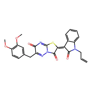 (2Z)-6-(3,4-dimethoxybenzyl)-2-[2-oxo-1-(prop-2-en-1-yl)-1,2-dihydro-3H-indol-3-ylidene]-7H-[1,3]thiazolo[3,2-b][1,2,4]triazine-3,7(2H)-dione structure