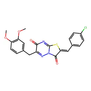(2Z)-2-(4-chlorobenzylidene)-6-(3,4-dimethoxybenzyl)-7H-[1,3]thiazolo[3,2-b][1,2,4]triazine-3,7(2H)-dione structure