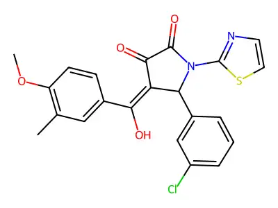 5-(3-chlorophenyl)-3-hydroxy-4-(4-methoxy-3-methylbenzoyl)-1-(1,3-thiazol-2-yl)-2,5-dihydro-1H-pyrrol-2-one structure