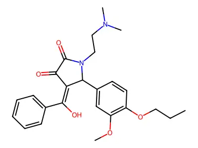 1-(2-dimethylaminoethyl)-4-[hydroxy(phenyl)methylidene]-5-(3-methoxy-4-propoxyphenyl)pyrrolidine-2,3-dione structure
