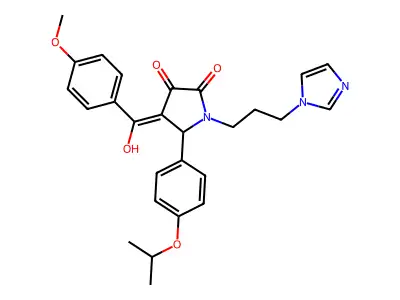 3-hydroxy-1-[3-(1H-imidazol-1-yl)propyl]-4-(4-methoxybenzoyl)-5-[4-(propan-2-yloxy)phenyl]-2,5-dihydro-1H-pyrrol-2-one structure
