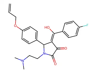 1-(2-dimethylaminoethyl)-4-[(4-fluorophenyl)-hydroxymethylidene]-5-(4-prop-2-enoxyphenyl)pyrrolidine-2,3-dione structure