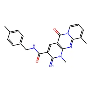 2-imino-1,10-dimethyl-N-(4-methylbenzyl)-5-oxo-1,5-dihydro-2H-dipyrido[1,2-a:2',3'-d]pyrimidine-3-carboxamide structure