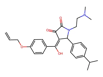 1-(2-dimethylaminoethyl)-4-[hydroxy-(4-prop-2-enoxyphenyl)methylidene]-5-(4-propan-2-ylphenyl)pyrrolidine-2,3-dione structure