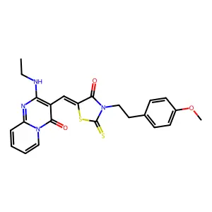 2-(ethylamino)-3-[(Z)-{3-[2-(4-methoxyphenyl)ethyl]-4-oxo-2-thioxo-1,3-thiazolidin-5-ylidene}methyl]-4H-pyrido[1,2-a]pyrimidin-4-one structure