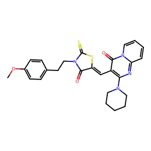 3-[(Z)-{3-[2-(4-methoxyphenyl)ethyl]-4-oxo-2-thioxo-1,3-thiazolidin-5-ylidene}methyl]-2-(piperidin-1-yl)-4H-pyrido[1,2-a]pyrimidin-4-one structure