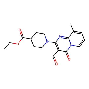 ethyl 1-(3-formyl-9-methyl-4-oxo-4H-pyrido[1,2-a]pyrimidin-2-yl)piperidine-4-carboxylate structure