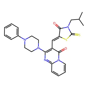 3-{(Z)-[3-(2-methylpropyl)-4-oxo-2-thioxo-1,3-thiazolidin-5-ylidene]methyl}-2-(4-phenylpiperazin-1-yl)-4H-pyrido[1,2-a]pyrimidin-4-one structure