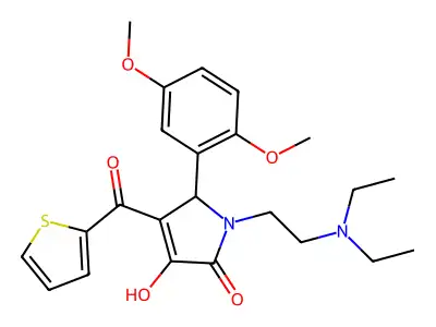 1-[2-(diethylamino)ethyl]-5-(2,5-dimethoxyphenyl)-3-hydroxy-4-(2-thienylcarbon yl)-3-pyrrolin-2-one structure