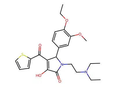 1-[2-(diethylamino)ethyl]-5-(4-ethoxy-3-methoxyphenyl)-3-hydroxy-4-(2-thienylc arbonyl)-3-pyrrolin-2-one structure