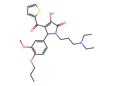 1-[3-(diethylamino)propyl]-3-hydroxy-5-(3-methoxy-4-propoxyphenyl)-4-(2-thieny lcarbonyl)-3-pyrrolin-2-one structure