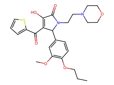 3-hydroxy-5-(3-methoxy-4-propoxyphenyl)-1-(2-morpholin-4-ylethyl)-4-(2-thienyl carbonyl)-3-pyrrolin-2-one structure