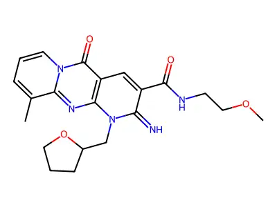 2-imino-N-(2-methoxyethyl)-10-methyl-5-oxo-1-((tetrahydrofuran-2-yl)methyl)-2,5-dihydro-1H-dipyrido[1,2-a:2',3'-d]pyrimidine-3-carboxamide structure