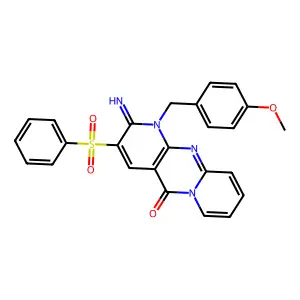 2-imino-1-(4-methoxybenzyl)-3-(phenylsulfonyl)-1H-dipyrido[1,2-a:2',3'-d]pyrimidin-5(2H)-one structure