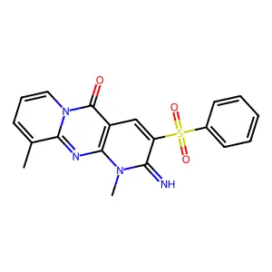 2-imino-1,10-dimethyl-3-(phenylsulfonyl)-1,6-dihydropyridino[2,3-d]pyridino[1, 2-a]pyrimidin-5-one structure