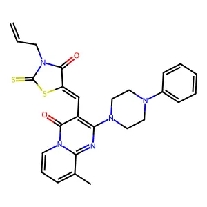 9-methyl-3-{(Z)-[4-oxo-3-(prop-2-en-1-yl)-2-thioxo-1,3-thiazolidin-5-ylidene]methyl}-2-(4-phenylpiperazin-1-yl)-4H-pyrido[1,2-a]pyrimidin-4-one structure