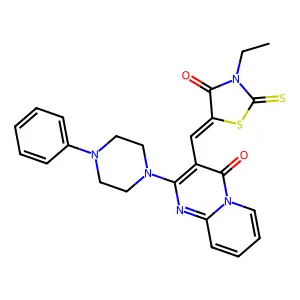 3-[(Z)-(3-ethyl-4-oxo-2-thioxo-1,3-thiazolidin-5-ylidene)methyl]-2-(4-phenylpiperazin-1-yl)-4H-pyrido[1,2-a]pyrimidin-4-one structure