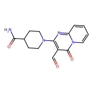 1-(3-formyl-4-oxo-4H-pyrido[1,2-a]pyrimidin-2-yl)piperidine-4-carboxamide structure
