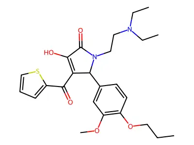 1-[2-(diethylamino)ethyl]-3-hydroxy-5-(3-methoxy-4-propoxyphenyl)-4-(thiophen-2-ylcarbonyl)-1,5-dihydro-2H-pyrrol-2-one structure