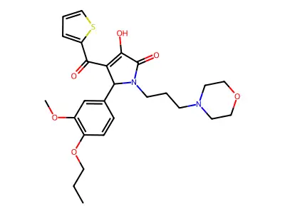3-hydroxy-5-(3-methoxy-4-propoxyphenyl)-1-(3-morpholin-4-ylpropyl)-4-(2-thieny lcarbonyl)-3-pyrrolin-2-one structure