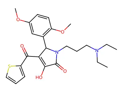 1-[3-(diethylamino)propyl]-5-(2,5-dimethoxyphenyl)-3-hydroxy-4-(2-thienylcarbo nyl)-3-pyrrolin-2-one structure