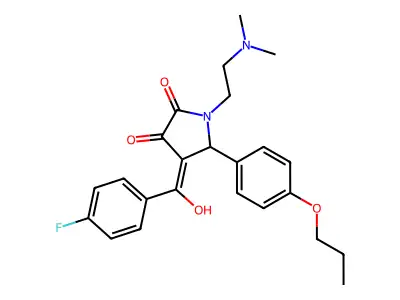 1-(2-dimethylaminoethyl)-4-[(4-fluorophenyl)-hydroxymethylidene]-5-(4-propoxyphenyl)pyrrolidine-2,3-dione structure