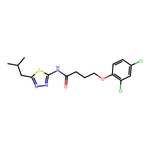 4-(2,4-dichlorophenoxy)-N-[5-(2-methylpropyl)-1,3,4-thiadiazol-2-yl]butanamide structure