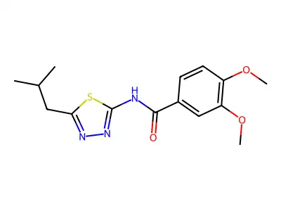 3,4-dimethoxy-N-[5-(2-methylpropyl)-1,3,4-thiadiazol-2-yl]benzamide structure