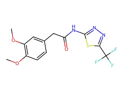 2-(3,4-dimethoxyphenyl)-N-[5-(trifluoromethyl)-1,3,4-thiadiazol-2-yl]acetamide structure