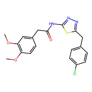 N-[5-[(4-chlorophenyl)methyl]-1,3,4-thiadiazol-2-yl]-2-(3,4-dimethoxyphenyl)acetamide structure
