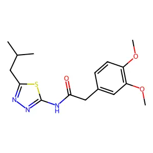 2-(3,4-dimethoxyphenyl)-N-[5-(2-methylpropyl)-1,3,4-thiadiazol-2-yl]acetamide structure