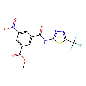 Methyl 3-nitro-5-((5-(trifluoromethyl)-1,3,4-thiadiazol-2-yl)carbamoyl)benzoate structure