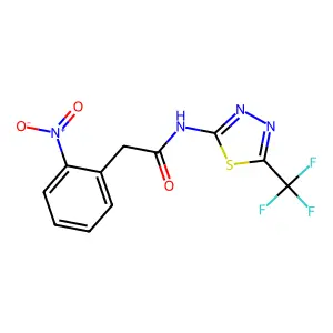 2-(2-nitrophenyl)-N-[5-(trifluoromethyl)-1,3,4-thiadiazol-2-yl]acetamide structure