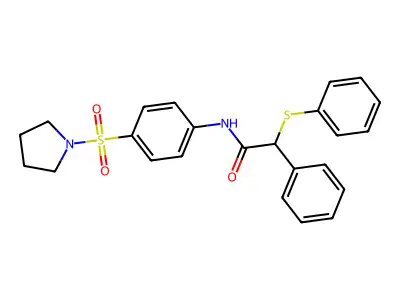 2-phenyl-2-phenylsulfanyl-N-(4-pyrrolidin-1-ylsulfonylphenyl)acetamide structure