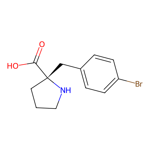 (S)-2-(4-bromobenzyl)pyrrolidine-2-carboxylic acid structure