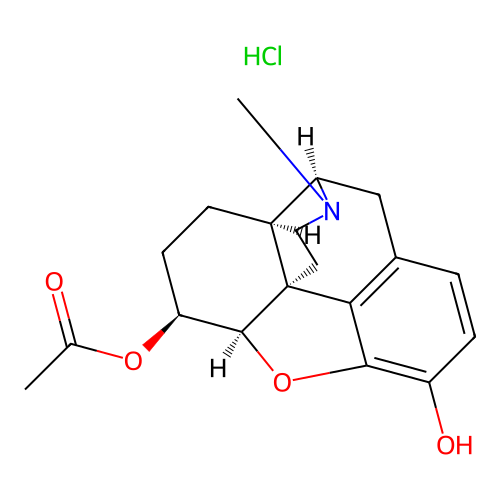 3-Hydroxy-17-methyl-4,5-epoxymorphinan-6-yl acetate--hydrogen chloride (1/1) structure