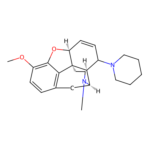 3-Methoxy-17-methyl-8-(piperidin-1-yl)-6,7-didehydro-4,5-epoxymorphinan structure
