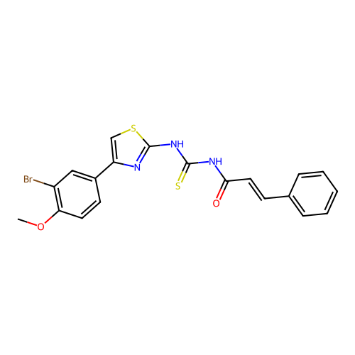 N-((4-(3-bromo-4-methoxyphenyl)thiazol-2-yl)carbamothioyl)cinnamamide structure