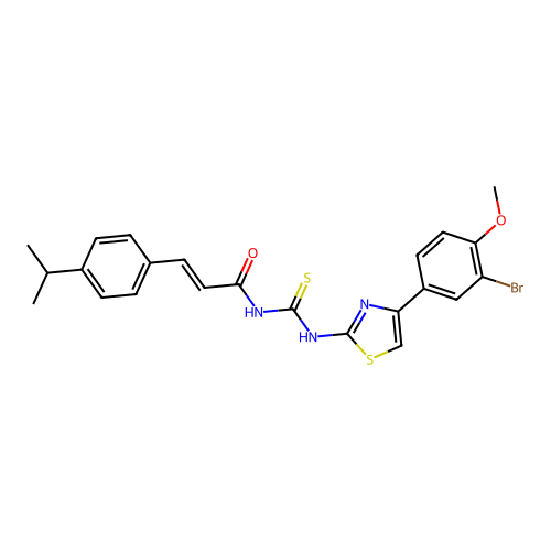 (2E)-N-{[4-(3-bromo-4-methoxyphenyl)-1,3-thiazol-2-yl]carbamothioyl}-3-[4-(propan-2-yl)phenyl]prop-2-enamide structure