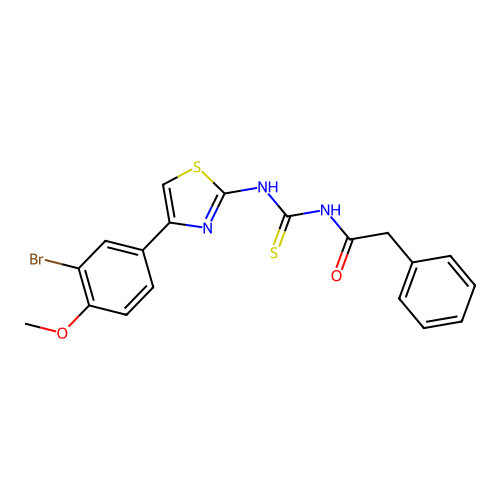 N-((4-(3-bromo-4-methoxyphenyl)thiazol-2-yl)carbamothioyl)-2-phenylacetamide structure