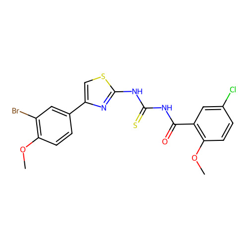 N-((4-(3-bromo-4-methoxyphenyl)thiazol-2-yl)carbamothioyl)-5-chloro-2-methoxybenzamide structure
