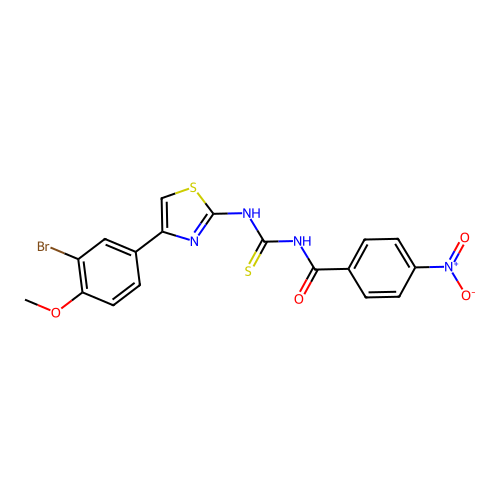 N-((4-(3-bromo-4-methoxyphenyl)thiazol-2-yl)carbamothioyl)-4-nitrobenzamide structure