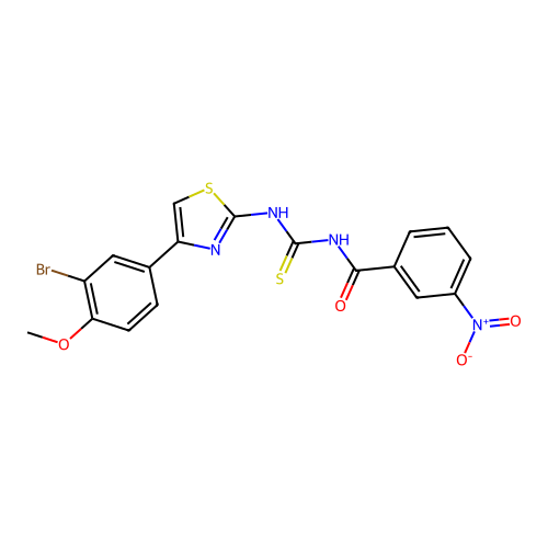 N-((4-(3-bromo-4-methoxyphenyl)thiazol-2-yl)carbamothioyl)-3-nitrobenzamide structure