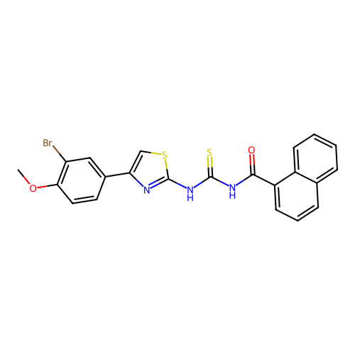 N-((4-(3-bromo-4-methoxyphenyl)thiazol-2-yl)carbamothioyl)-1-naphthamide structure