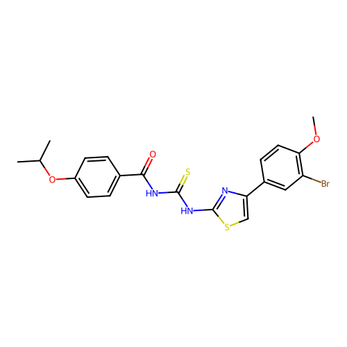 N-((4-(3-bromo-4-methoxyphenyl)thiazol-2-yl)carbamothioyl)-4-isopropoxybenzamide structure