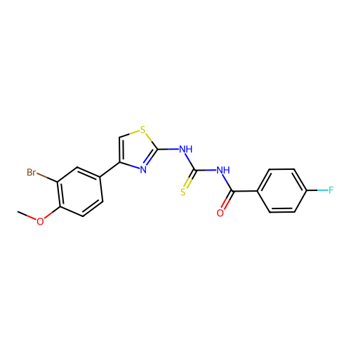 N-((4-(3-bromo-4-methoxyphenyl)thiazol-2-yl)carbamothioyl)-4-fluorobenzamide structure
