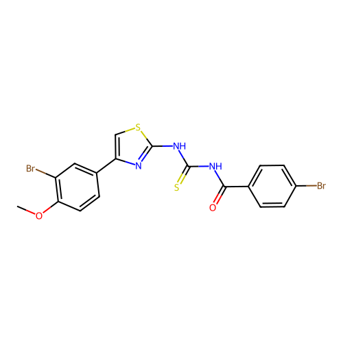 4-bromo-N-{[4-(3-bromo-4-methoxyphenyl)-1,3-thiazol-2-yl]carbamothioyl}benzamide structure